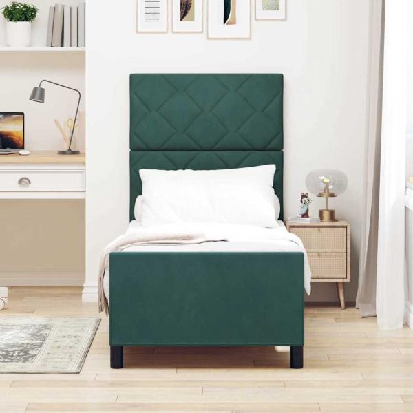 Boxspringbett mit Kopfteil Dunkelgrün 80 x 200 cm Samt