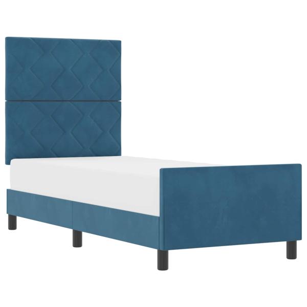 Boxspringbett mit Kopfteil Dunkelblau 80 x 200 cm Samt