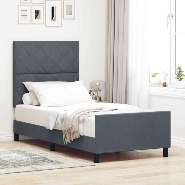 ARDEBO.de - Boxspringbett mit Kopfteil Dunkelgrau 90 x 190 cm Samt