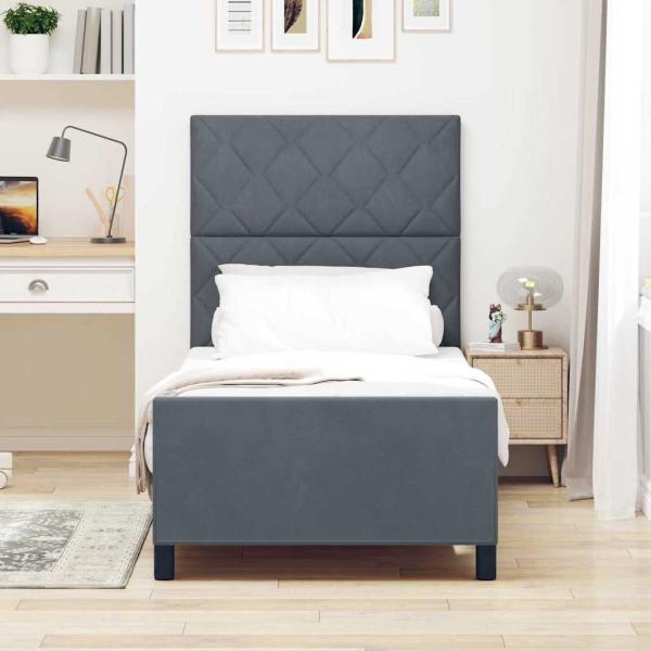 Boxspringbett mit Kopfteil Dunkelgrau 90 x 200 cm Samt