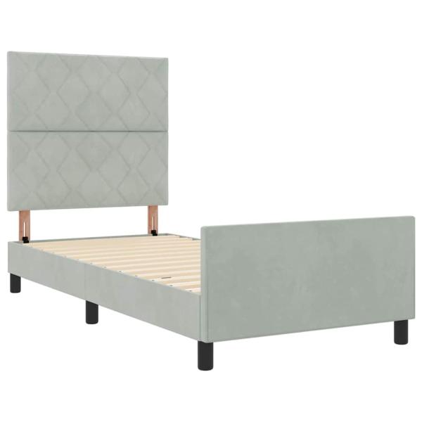 Boxspringbett mit Kopfteil Hellgrau 100 x 200 cm Samt