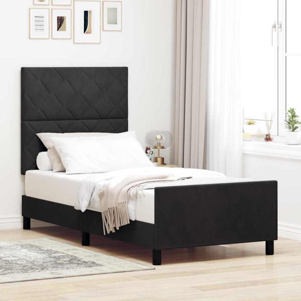 ARDEBO.de - Boxspringbett mit Kopfteil Schwarz 100 x 200 cm Samt