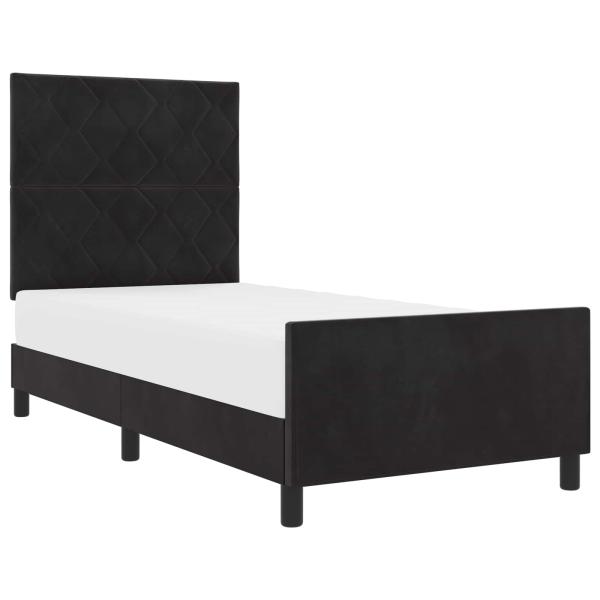 Boxspringbett mit Kopfteil Schwarz 100 x 200 cm Samt