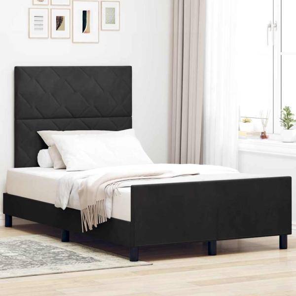 ARDEBO.de - Boxspringbett mit Kopfteil Schwarz 120 x 190 cm Samt