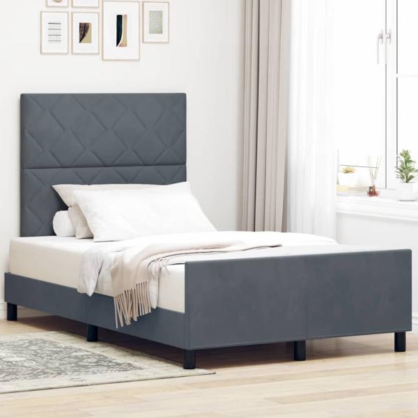 ARDEBO.de - Boxspringbett mit Kopfteil Dunkelgrau 120 x 200 cm Samt