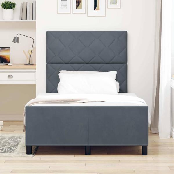 Boxspringbett mit Kopfteil Dunkelgrau 120 x 200 cm Samt