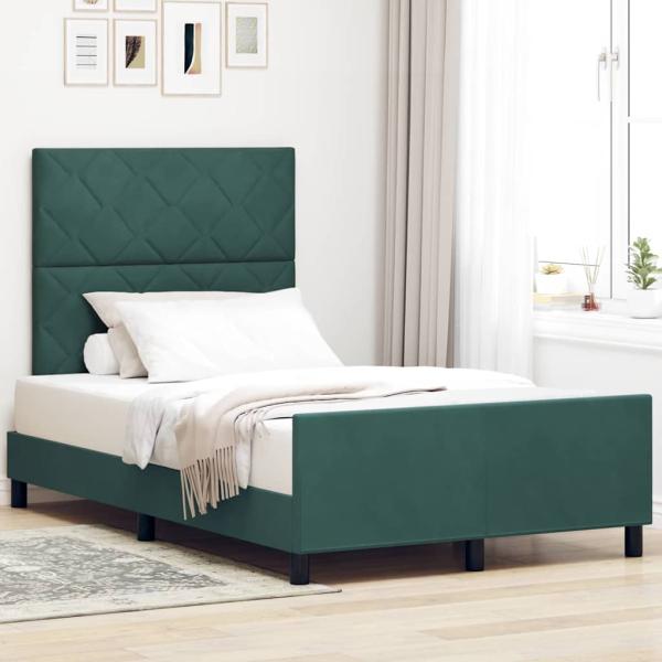 ARDEBO.de - Boxspringbett mit Kopfteil Dunkelgrün 120 x 200 cm Samt
