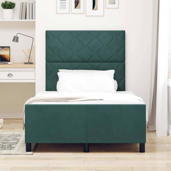 Boxspringbett mit Kopfteil Dunkelgrün 120 x 200 cm Samt