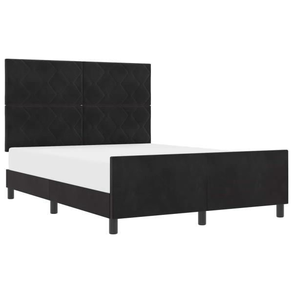 Boxspringbett mit Kopfteil Schwarz 140 x 200 cm Samt
