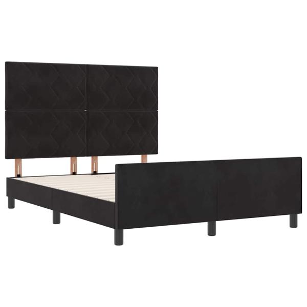 Boxspringbett mit Kopfteil Schwarz 140 x 200 cm Samt