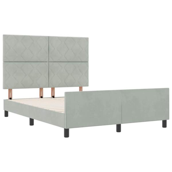 Boxspringbett mit Kopfteil Hellgrau 160 x 200 cm Samt