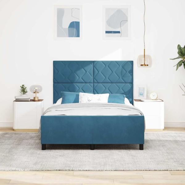 Boxspringbett mit Kopfteil Dunkelblau 160 x 200 cm Samt