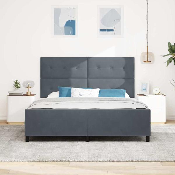 Boxspringbett mit Kopfteil Dunkelgrau 180 x 200 cm Samt
