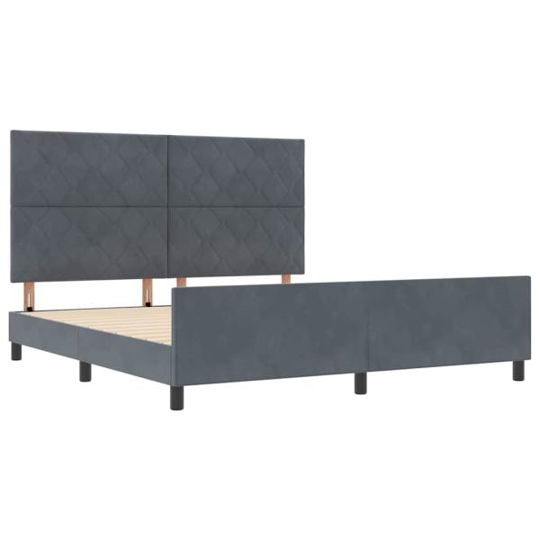 Boxspringbett mit Kopfteil Dunkelgrau 180 x 200 cm Samt