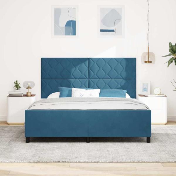 Boxspringbett mit Kopfteil Dunkelblau 180 x 200 cm Samt