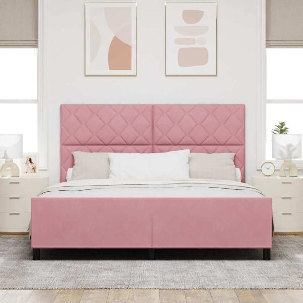 Boxspringbett mit Kopfteil Rosa 180 x 200 cm Samt