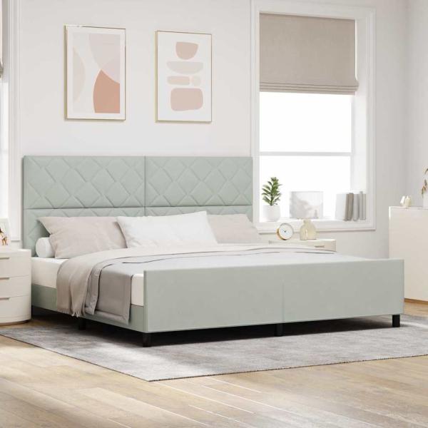 ARDEBO.de - Boxspringbett mit Kopfteil Hellgrau 200 x 200 cm Samt