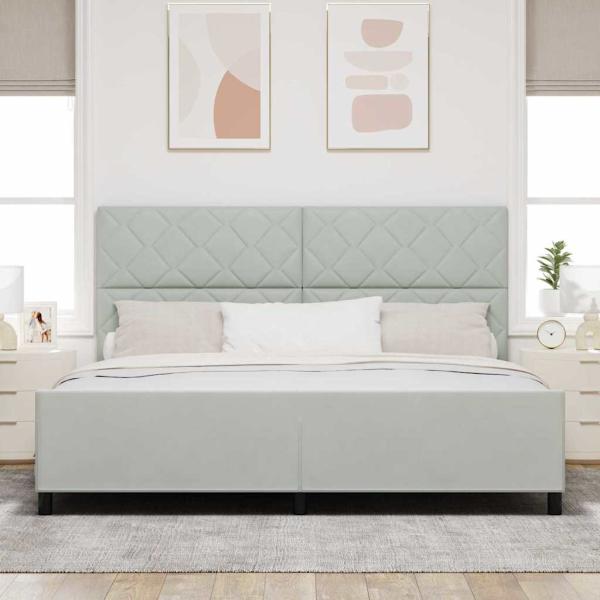 Boxspringbett mit Kopfteil Hellgrau 200 x 200 cm Samt