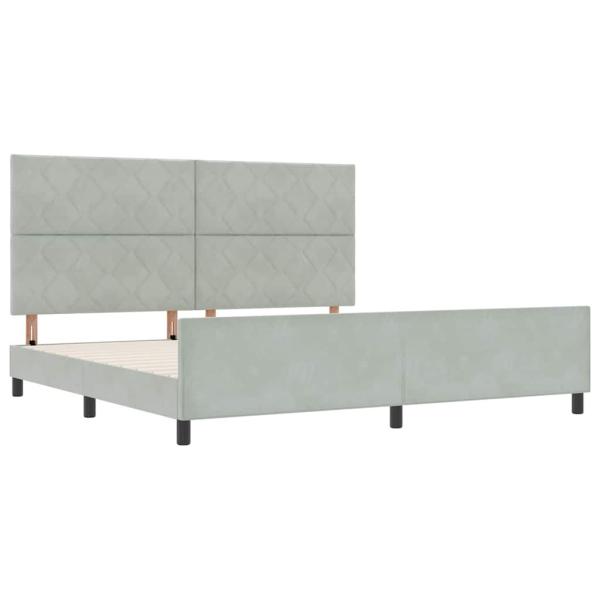 Boxspringbett mit Kopfteil Hellgrau 200 x 200 cm Samt