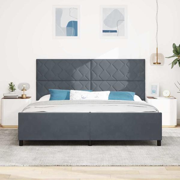 Boxspringbett mit Kopfteil Dunkelgrau 200 x 200 cm Samt