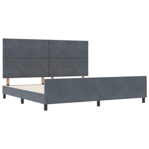 Boxspringbett mit Kopfteil Dunkelgrau 200 x 200 cm Samt