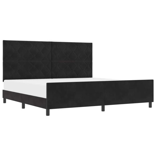 Boxspringbett mit Kopfteil Schwarz 200 x 200 cm Samt