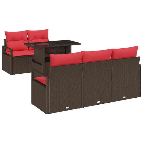 Gartensofa-set 6 stk. Braun Poly Rattan