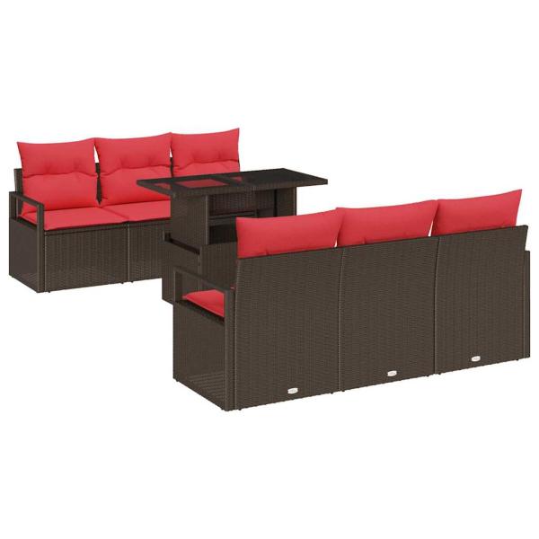 Gartensofa-set 7 stk. Braun Poly Rattan