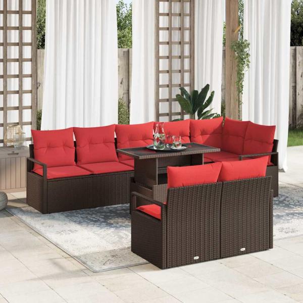 ARDEBO.de - Gartensofa-set 9 stk. Braun Poly Rattan