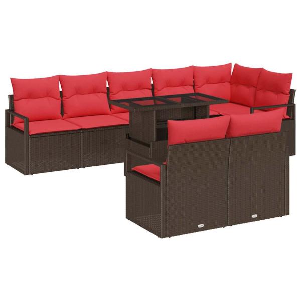 Gartensofa-set 9 stk. Braun Poly Rattan