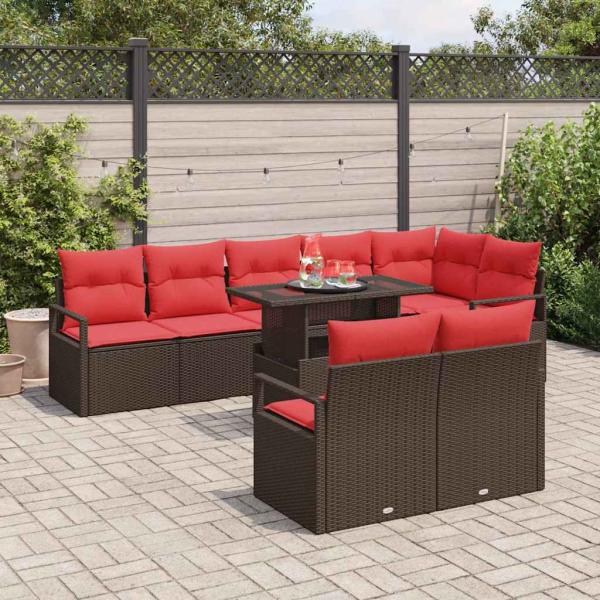 Gartensofa-set 9 stk. Braun Poly Rattan