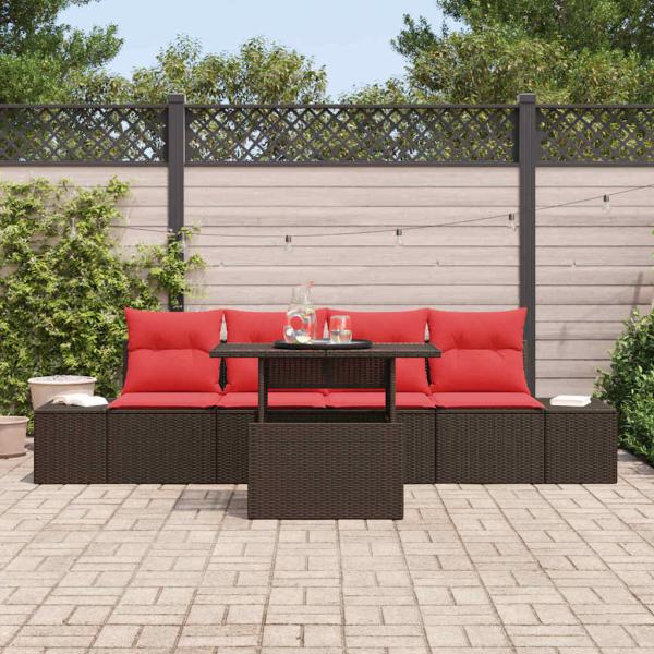 Garten-Sofa-Set 5 stk. 4-Sitzanzahl Braun und Rot