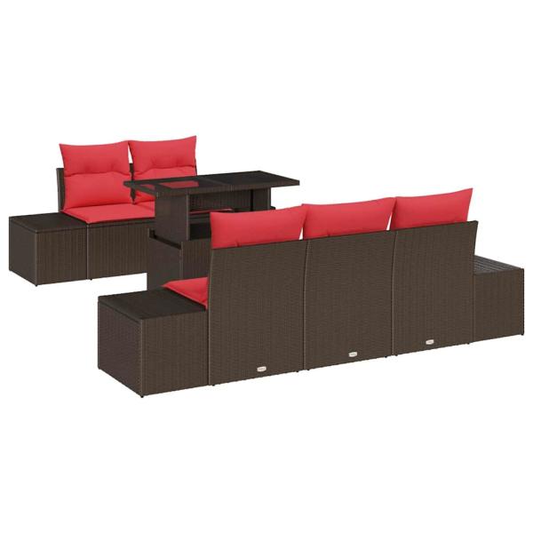 Garten-Sofa-Set 6 stk. 5-Sitzanzahl Braun und Rot