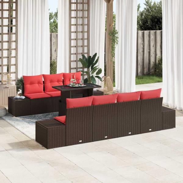ARDEBO.de - Garten-Sofa-Set 8 stk. 7-Sitzanzahl Braun und Rot