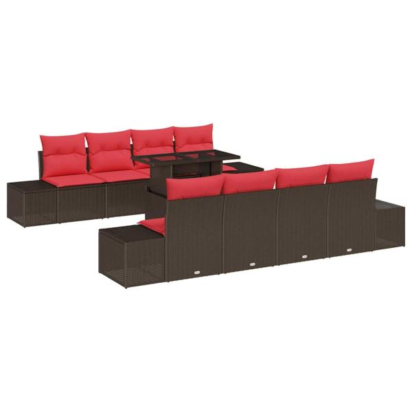 Gartensofa-set 7 stk. 6-Sitzanzahl Braun und Rot Poly-Rattan