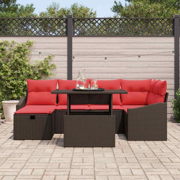 Gartensofa-set 7 stk. Poly-Rattan