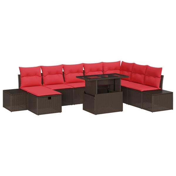 Gartensofa-set 9 stk. Braun Poly-Rattan