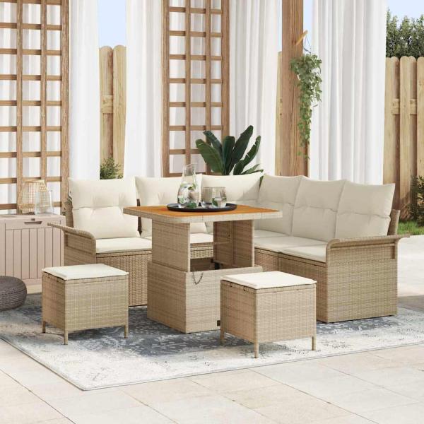 ARDEBO.de - Garten-Sofa-Set 8 stk. 7-Sitzanzahl Beige und Creme