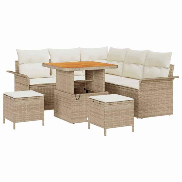 Garten-Sofa-Set 8 stk. 7-Sitzanzahl Beige und Creme