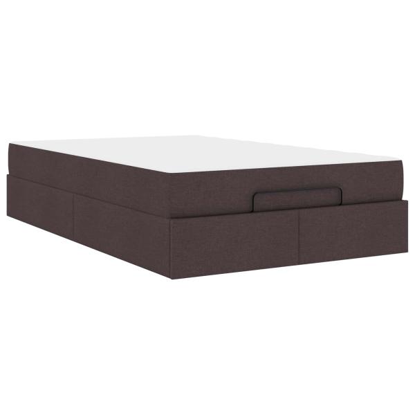 Bettgestell mit Matratze 2 Stk. Hellbraun Stoff