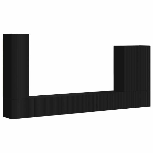 TV-Wandregal-Set 6 stk. Schwarz