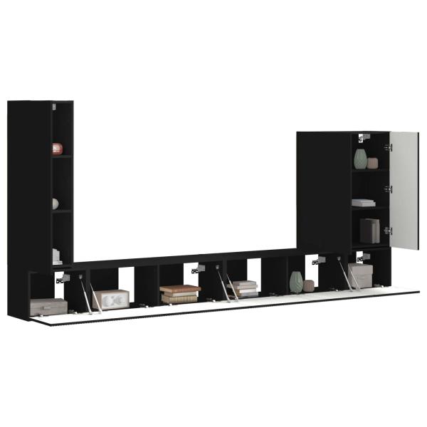 TV-Wandregal-Set 6 stk. Schwarz
