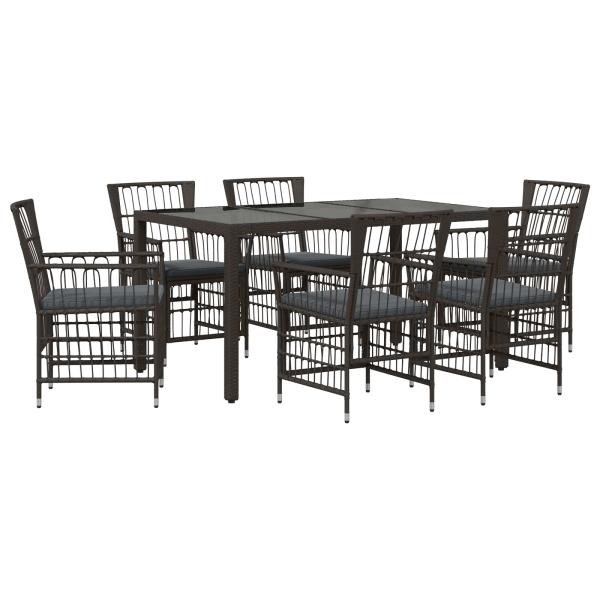 Outdoor-Essgruppe 7 stk. Schwarz Poly-Rattan