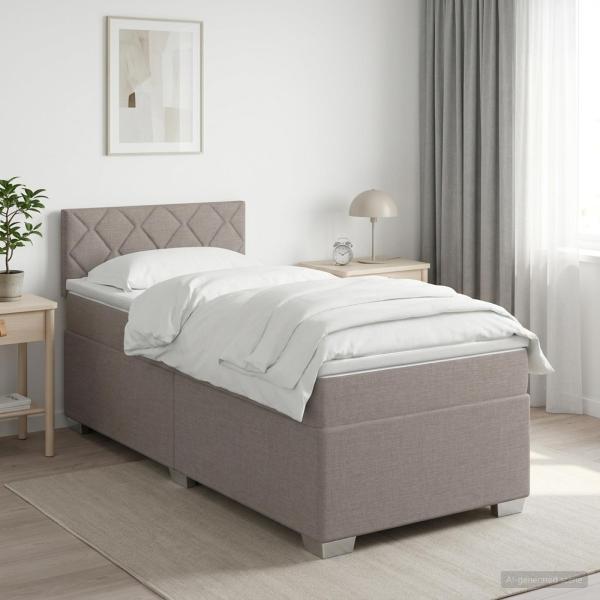 ARDEBO.de - Boxspringbett mit Matratze mit Kopfteil Taupe 80 x 200 cm Stoff