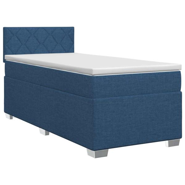 Boxspringbett mit Matratze mit Kopfteil Blau 80 x 200 cm Stoff