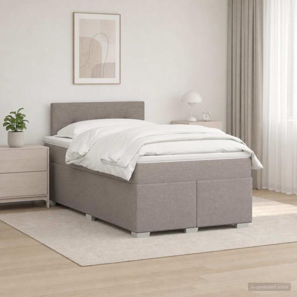 ARDEBO.de - Boxspringbett mit Matratze Taupe 120 x 190 cm Stoff