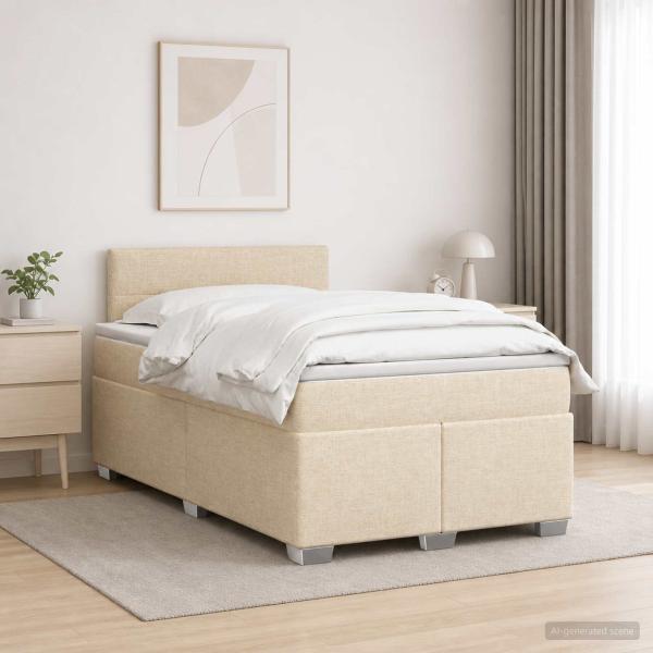ARDEBO.de - Boxspringbett mit Matratze Creme 120 x 190 cm Stoff