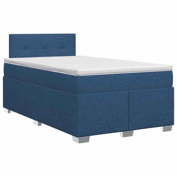 Boxspringbett mit Matratze Blau 120 x 190 cm Stoff
