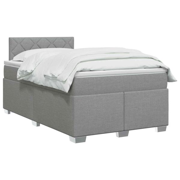 Boxspringbett mit Matratze Hellgrau 120 x 200 cm Stoff