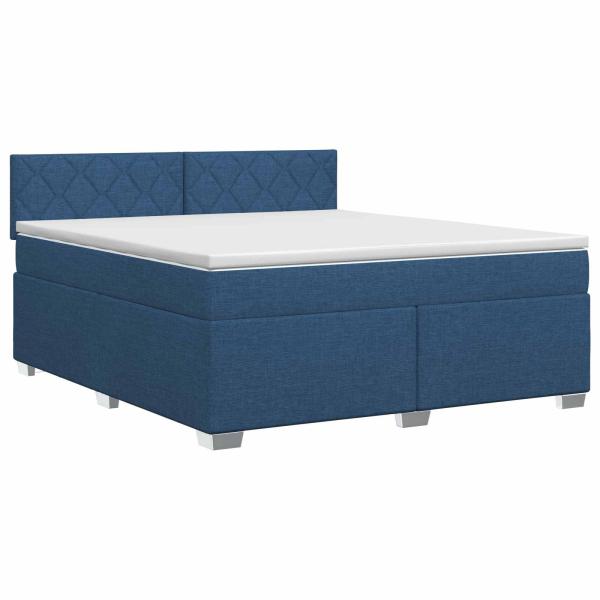 Boxspringbett mit Matratze mit Kopfteil Blau 140 x 200 cm Stoff